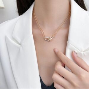 Gold Double-Chain Heart Lock Necklace